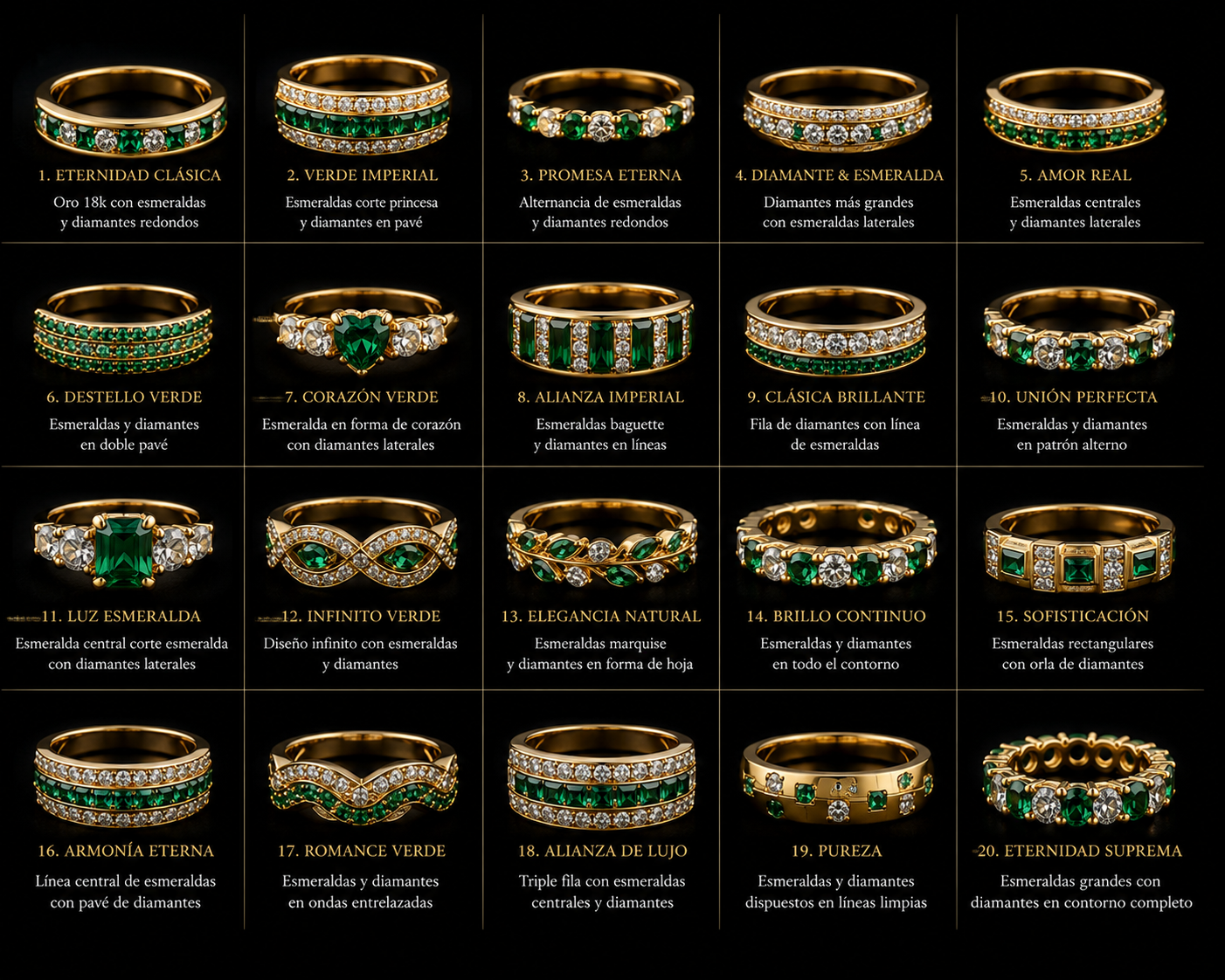 Anillos Exclusivos Oro Diamante y Esmeraldas